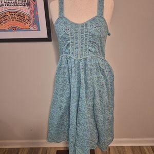 Blue Sky Floral Patterned Dress Hippie Festival 90's Y2k Small Med
